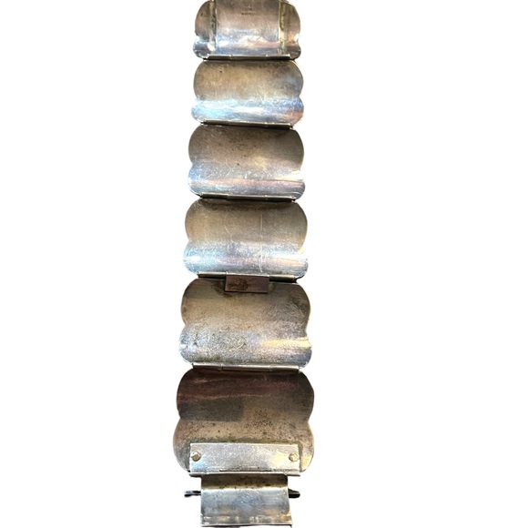 Antique Sterling silver Siam Etched black wnamel symbols Thai bangle bracelet - Picture 10 of 12